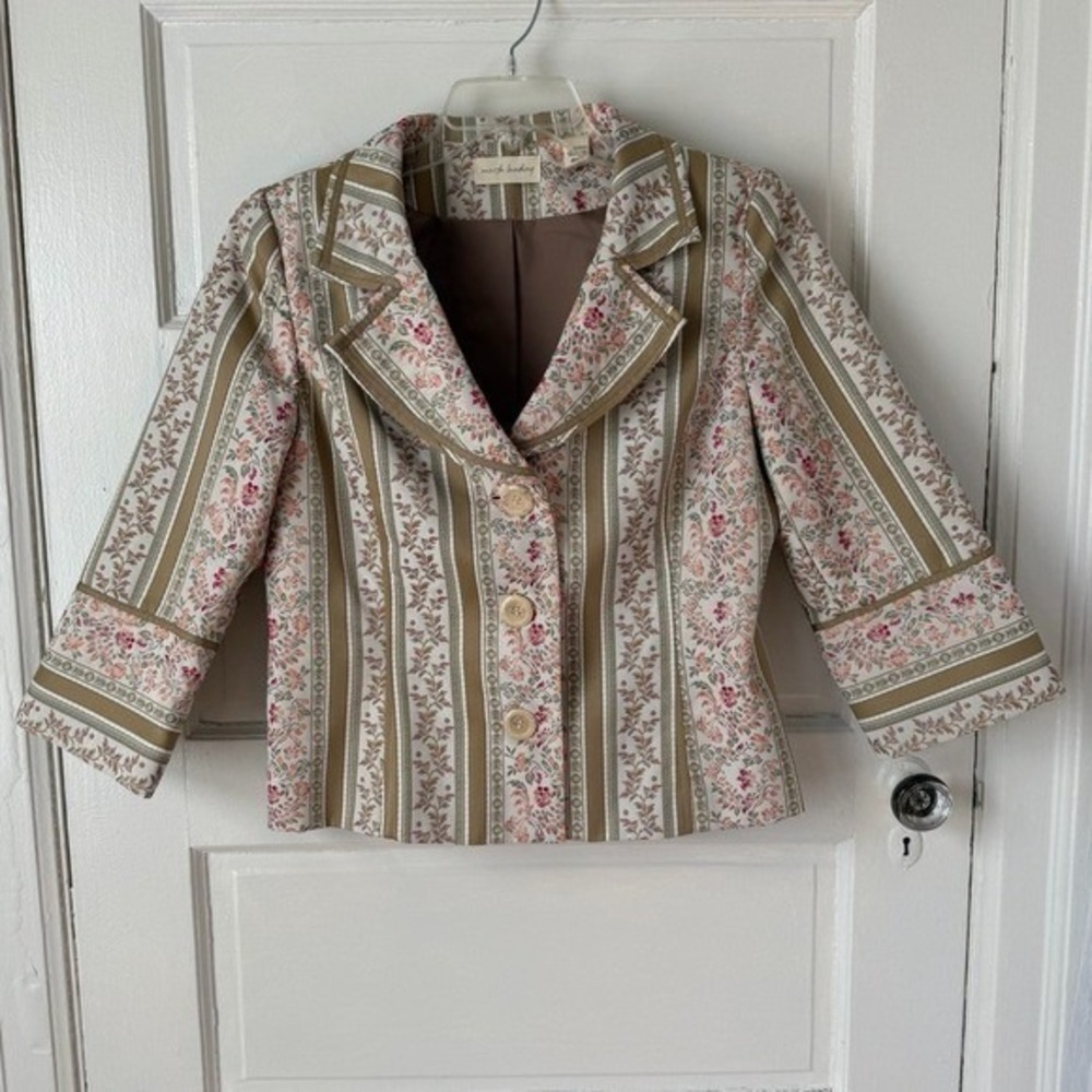 Marsh Landing Floral Embroidered Blazer Jacket Baroque Pink Neutrals Feminine M - Picture 13 of 13